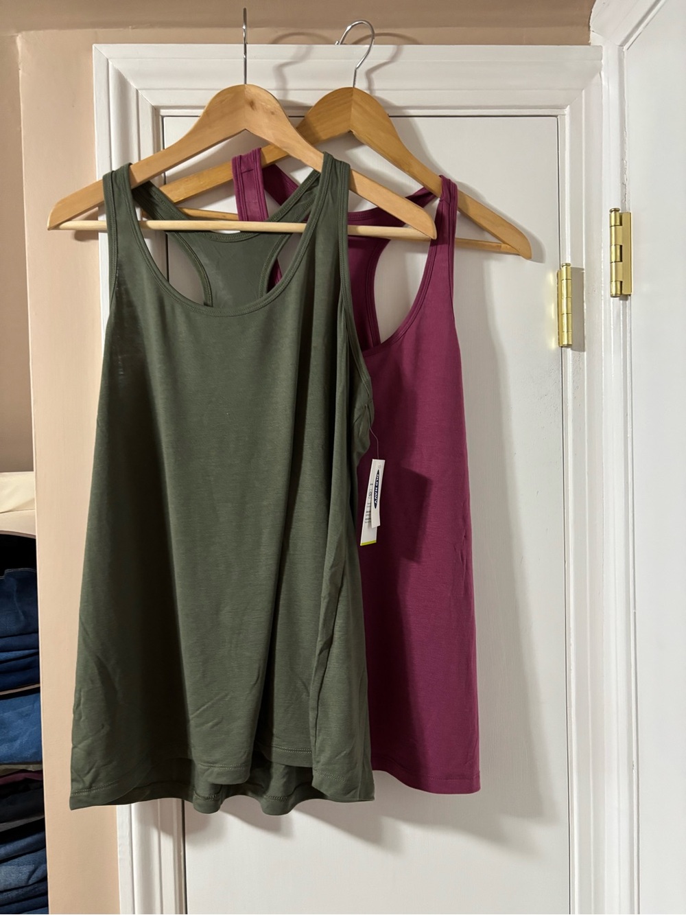 NWOT Old Navy women’s Racerback 2 Tank Tops — Olive Green and Berry
